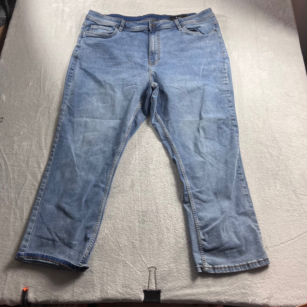 TPJ Thick Thicc Mens Light Wash Straight Leg Stretch Denim Jeans 44x28 Blue